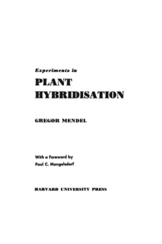 Beispielbild fr Experiments in Plant Hybridisation zum Verkauf von Wonder Book