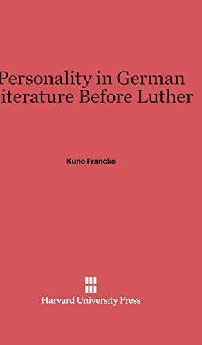 Beispielbild fr Personality in German Literature Before Luther zum Verkauf von Wonder Book