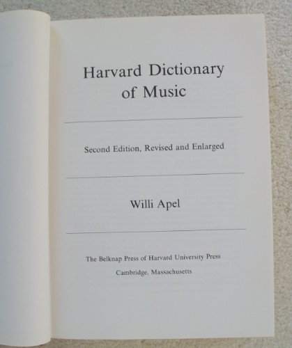 Beispielbild fr Harvard Dictionary of Music, 2nd Revised and Enlarged Edition zum Verkauf von Wonder Book