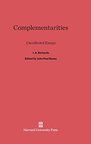 Stock image for Complementarities Uncollected Essays for sale by PBShop.store US