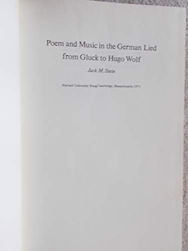 Imagen de archivo de Poem and Music in the German Lied from Gluck to Hugo Wolf a la venta por Better World Books