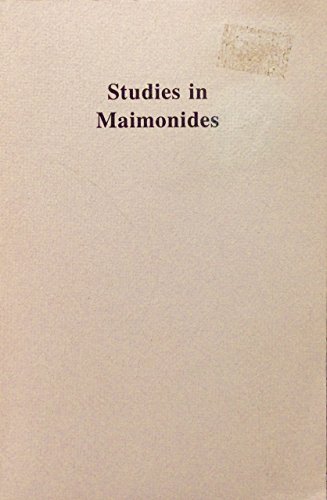 Imagen de archivo de Studies in Maimonides a la venta por Robert Fulgham, Bookseller