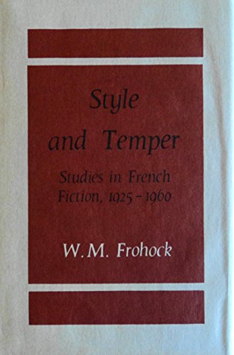 Stock image for Style and Temper in French Fiction for sale by Wonder Book