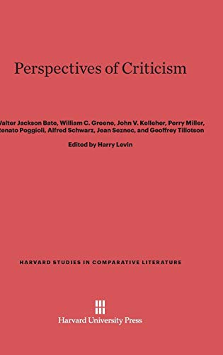 Beispielbild fr Perspectives of Criticism (Harvard Studies in Comparative Literature (Hardcover)) zum Verkauf von HPB-Red