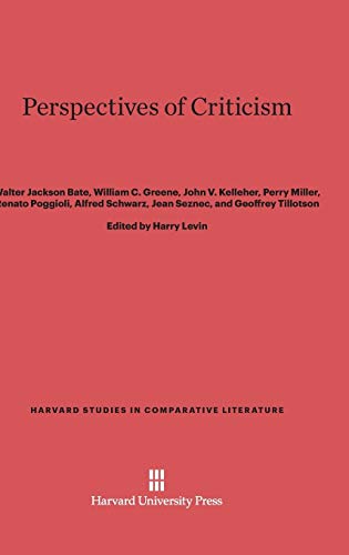 Imagen de archivo de Perspectives of Criticism (Harvard Studies in Comparative Literature (Hardcover)) a la venta por HPB-Red