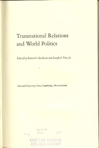 Imagen de archivo de Transnational Relations and World Politics a la venta por Better World Books