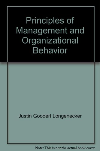 Imagen de archivo de Principles of management and organizational behavior a la venta por BookHolders