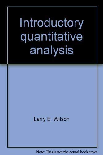 Imagen de archivo de Introductory Quantitative Analysis a la venta por Better World Books