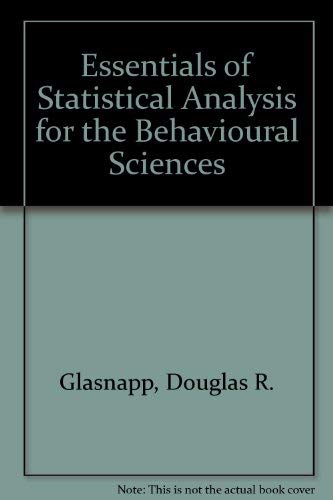 9780675203692: Essentials of Statistical Analysis for the Behavioural Sciences