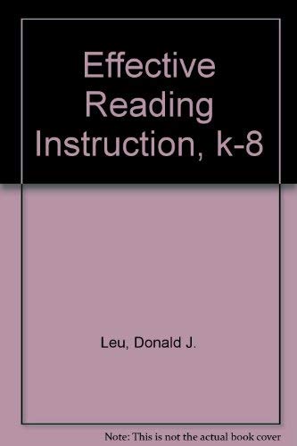 Beispielbild fr Effective Reading Instruction : K-8 zum Verkauf von Better World Books
