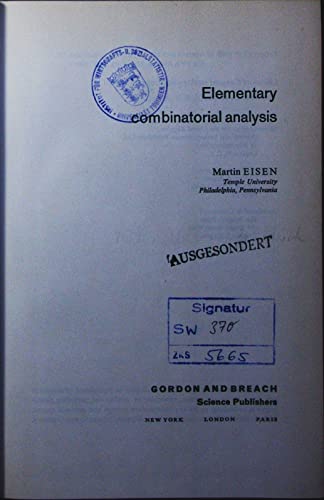 9780677022604: Elementary Combinatorial Analysis