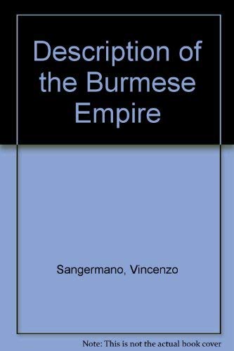 Stock image for Description of the Burmese Empire for sale by Bookmonger.Ltd