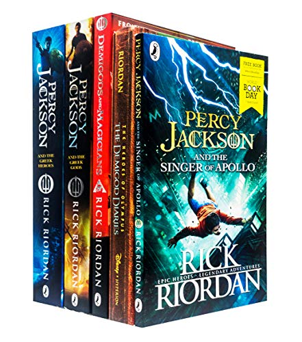 Imagen de archivo de Rick Riordan Collection 5 Books Set - Percy Jackson and The Greek Heroes, The Greek Gods, The Demigod Diaries, Demigods and Magicians, Singer of Apollo WBD 2019 a la venta por Books Unplugged