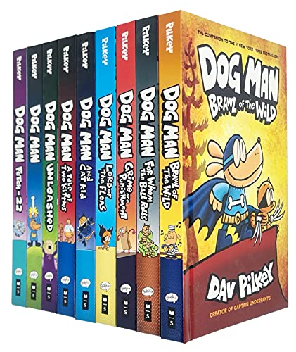 Stock image for Dog Man Series 9 Books Collection Set (Dog Man, Unleashed, A Tale of Two Kitties, Dog Man and Cat Kid, Lord of the Fleas, Brawl of the Wild, For Whom the Ball Rolls, Fetch-22, Grime and Punishment) for sale by Byrd Books