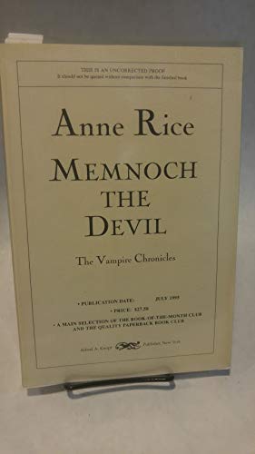 Beispielbild fr Memnoch, The Devil. The Vampire Chronicles. zum Verkauf von Books From California