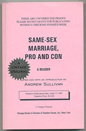 Beispielbild fr Same-Sex Marriage: Pro and Con: A Reader zum Verkauf von SecondSale