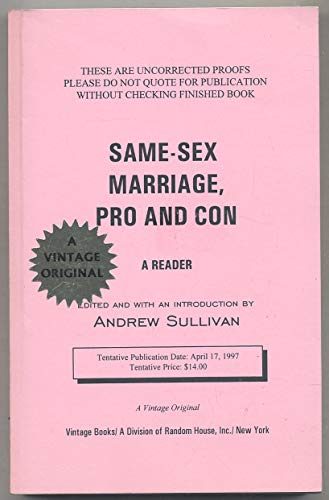 Imagen de archivo de Same-Sex Marriage: Pro and Con: A Reader a la venta por SecondSale
