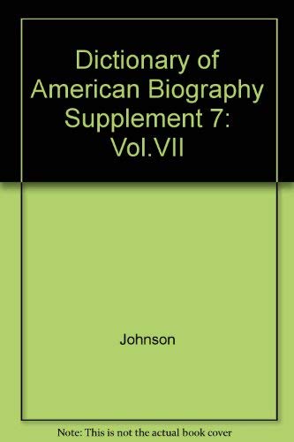 Dictionary of American Biography (9780684141442) by Johnson, Allen