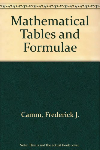 Beispielbild fr Mathematical Tables and Formulae zum Verkauf von HPB Inc.