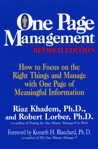 One Page Management (9780688157869) by Khadem, Riaz, Ph.D.; Lorber, Robert