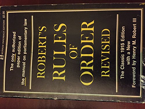 Beispielbild für Robert's Rules of Order zum Verkauf von Better World Books