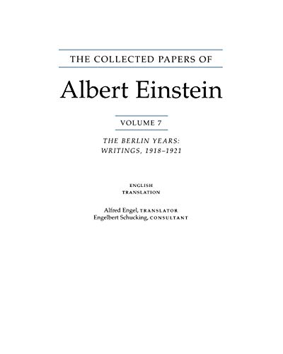 Beispielbild fr The Collected Papers of Albert Einstein, Volume 7 (English) zum Verkauf von Blackwell's