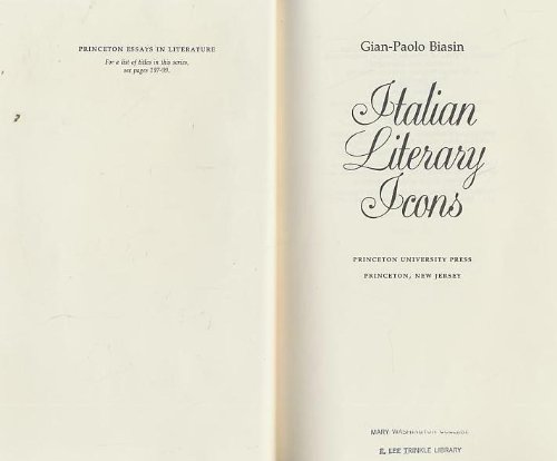 9780691066325: Italian Literary Icons (Princeton Legacy Library)