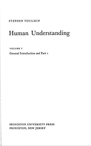 Beispielbild fr Human Understanding, Volume I - The Collective Use and Evolution of Concepts zum Verkauf von Better World Books
