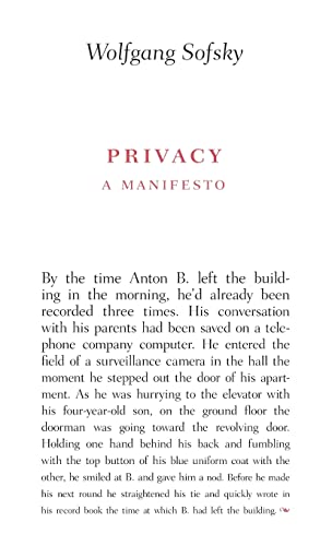 Privacy: A Manifesto (9780691136721) by Sofsky, Wolfgang