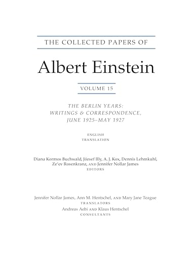 9780691178820: The Collected Papers of Albert Einstein, Volume 15 (Translation Supplement): The Berlin Years: Writings & Correspondence, June 1925–May 1927 (Collected Papers of Albert Einstein, 15)