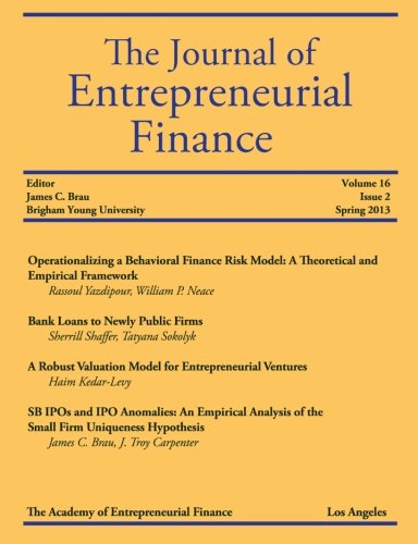 Beispielbild fr The Journal of Entrepreneurial Finance, Volume 16, Issue 2 zum Verkauf von Revaluation Books
