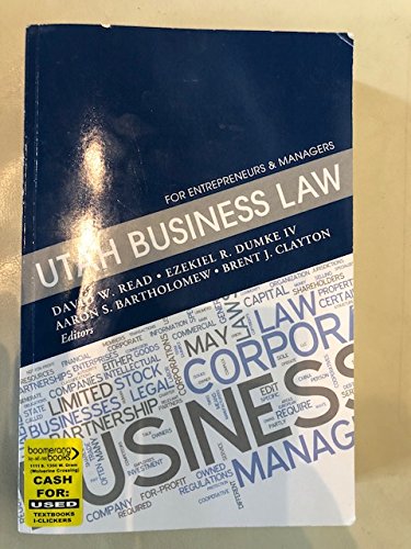 Stock image for Utah Business Law For Legal 3000 Utah Valley University for sale by Textbooks_Source