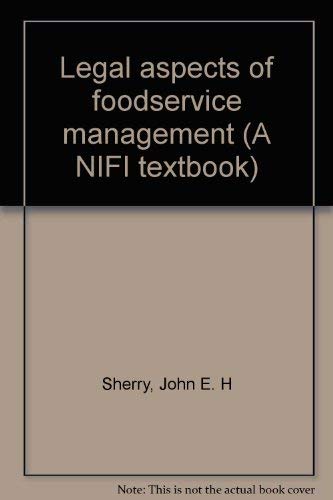 Stock image for Legal Aspects of Foodservice Management for sale by Better World Books