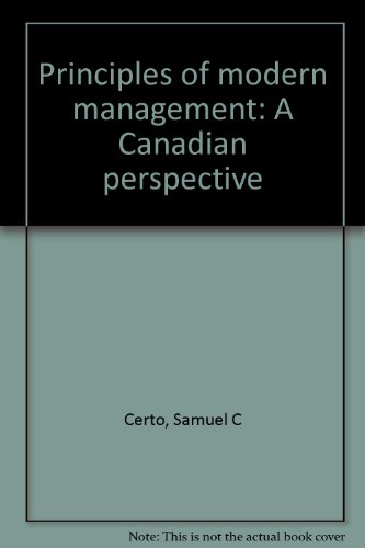 Stock image for Principles of modern management: A Canadian perspective for sale by Dunaway Books