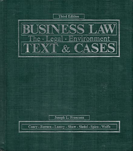 Stock image for Business law: Text & cases, the legal environment for sale by POQUETTE'S BOOKS