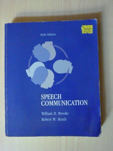 Beispielbild fr Speech Communication zum Verkauf von Better World Books