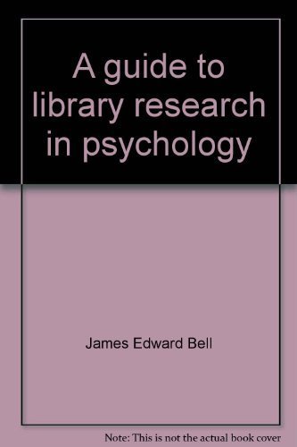 Imagen de archivo de A Guide to Library Research in Psychology a la venta por Better World Books