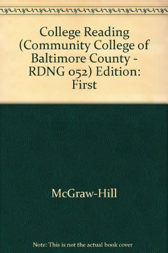Stock image for College Reading (Community College of Baltimore County - RDNG 052) for sale by BookHolders