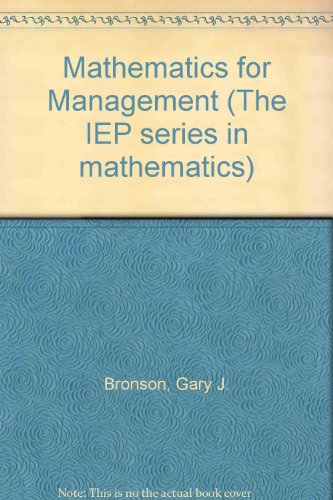 Imagen de archivo de Mathematics for Management a la venta por Top Notch Books