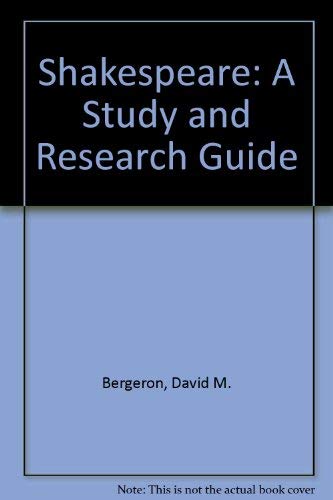 9780700606924: Shakespeare: A Study and Research Guide