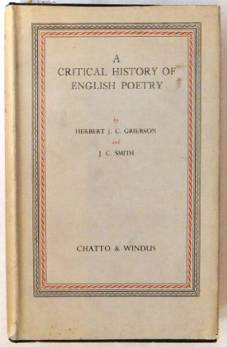 Beispielbild fr A Critical History of English Poetry zum Verkauf von Better World Books Ltd