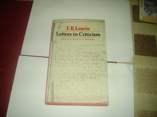 Beispielbild fr Letters in Criticism zum Verkauf von WorldofBooks