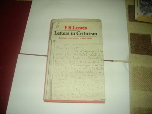 Imagen de archivo de Letters in Criticism. Edited with an Introduction by John Tasker a la venta por St Philip's Books, P.B.F.A., B.A.