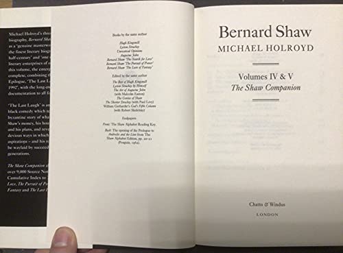 The Shaw Companion (Bernard Shaw, Vols. 4-5) (9780701137557) by Holroyd, Michael