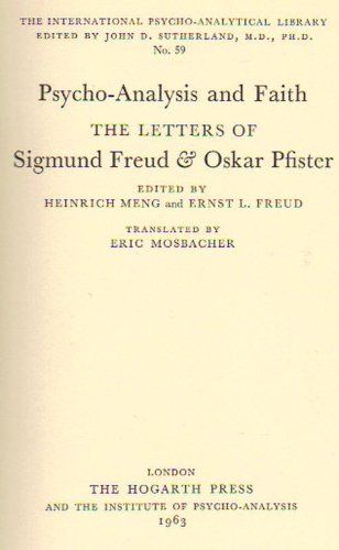 9780701201074: Psychoanalysis and Faith: The Letters of Sigmund Freud and Oskar Pfister (International Psycho-Analysis Library)