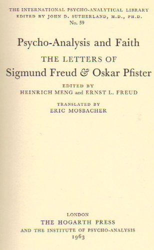 9780701201074: Psychoanalysis and Faith: The Letters of Sigmund Freud and Oskar Pfister