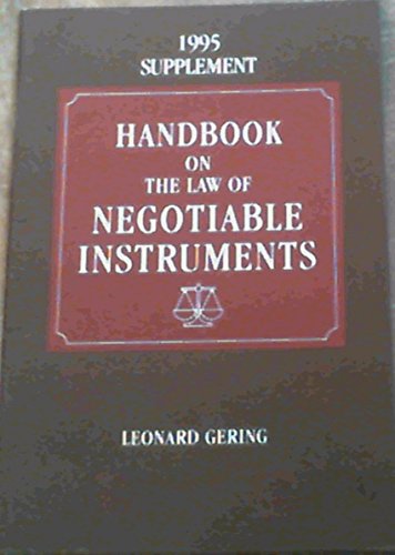 9780702134395: Handbook on the Law of Negotiable Instruments: 1995 Supplement