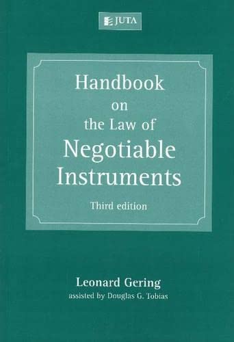 Beispielbild fr Handbook on the Law of Negotiable Instruments Third Edition zum Verkauf von TextbookRush