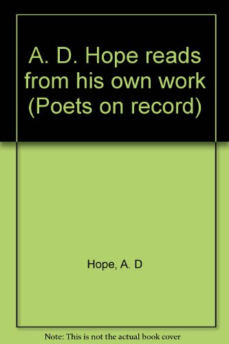 Stock image for Poets on Record 8: A D Hope for sale by PsychoBabel & Skoob Books