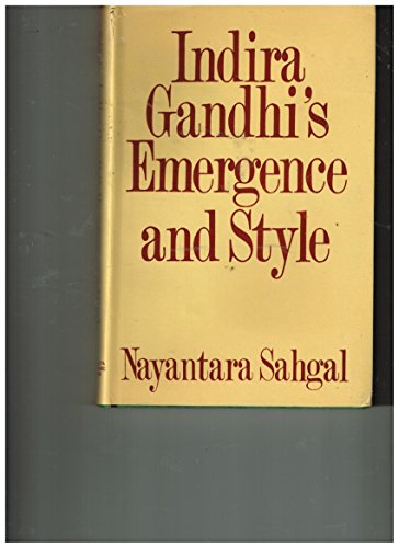 9780706906240: Indira Gandhi's Emergence and Style